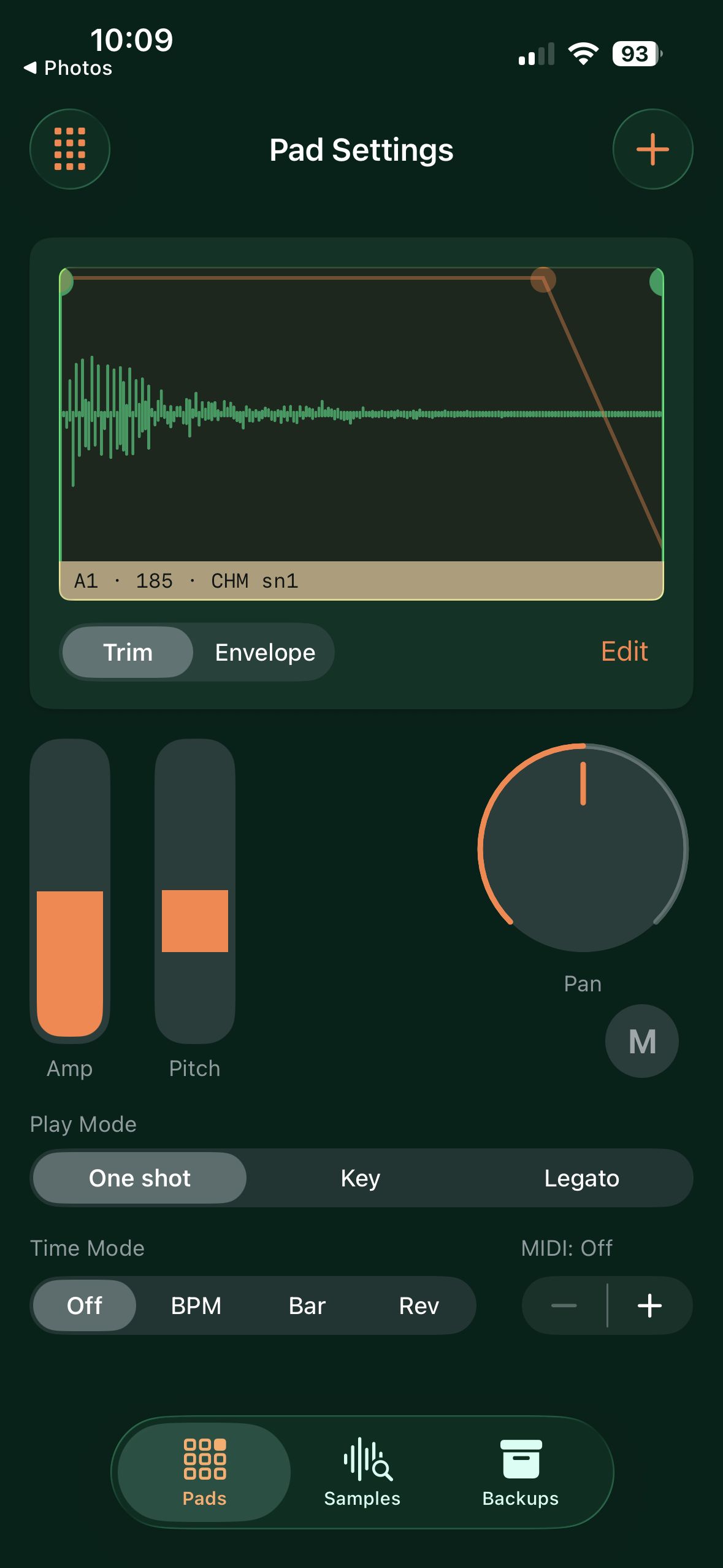 Best Friend pad settings EP-40 dark theme